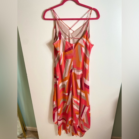 #465 Calvin Klein Printed Asymmetrical Dress size 14 - Picture 4 of 12